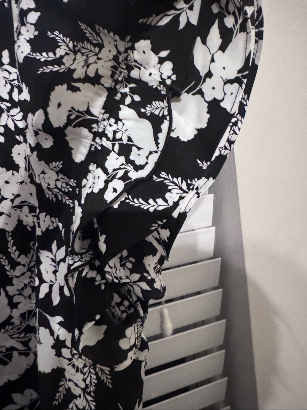 Lane Bryant Black and White Floral Ruffle-Sleeve Blouse - Picture 5 of 8